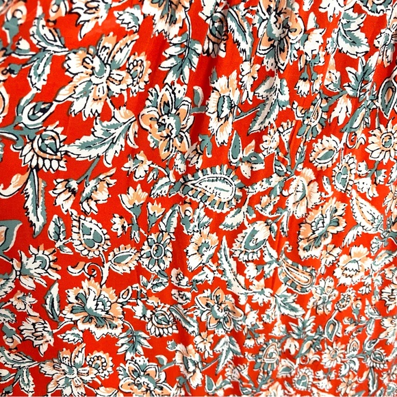 Old Navy Floral Paisley Smocked Midi Dress M Red White Blue Spaghetti Strap NWT - Picture 3 of 13